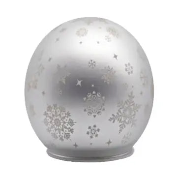 Glass Sphere-Silver with Snowflakes 6in