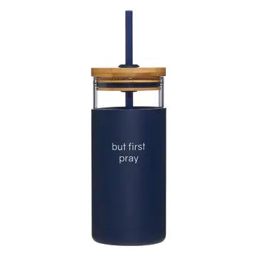 Glass Tumbler-But First Pray