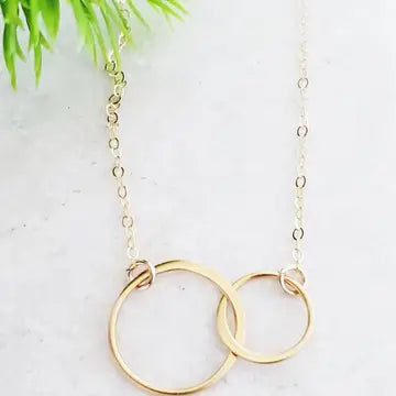 Gold Two Intertwined Circle Necklace