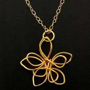 Gold Wire-Wrapped Lotus Necklace