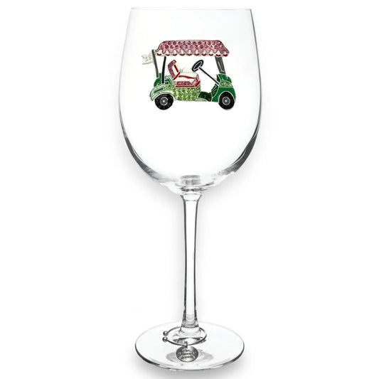 Golf Cart Stemmed Wine Glass