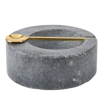 Gray Marble Pinch Pot with Spoon