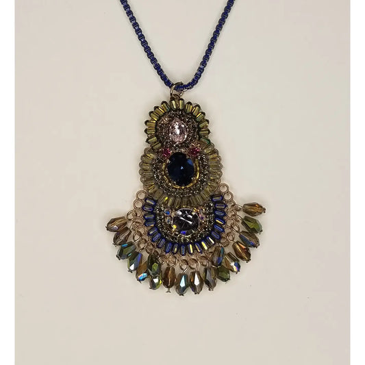 Handmade Beaded Necklace with Crystal Accents