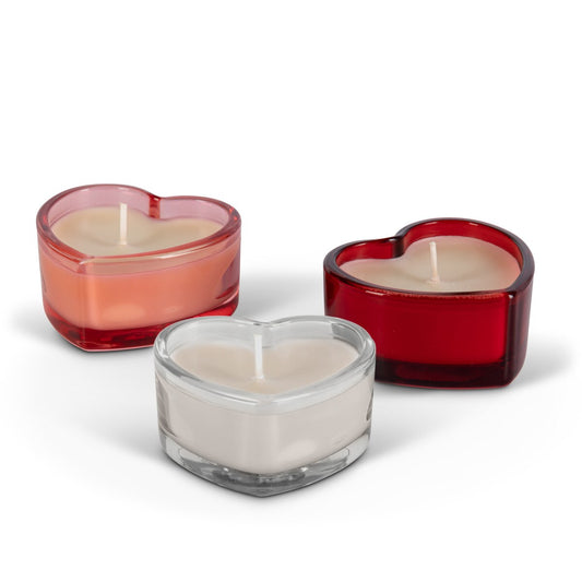 Heart Shaped Glass Candle Jar-Asst Colors