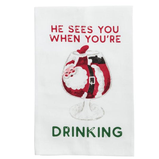 He Sees You When You're Drinking Bar Towel