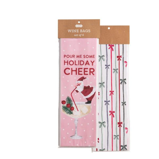 Holiday Christmas Paper Wine Bag