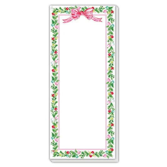Holly Colorful Ornaments Skinny Notepad
