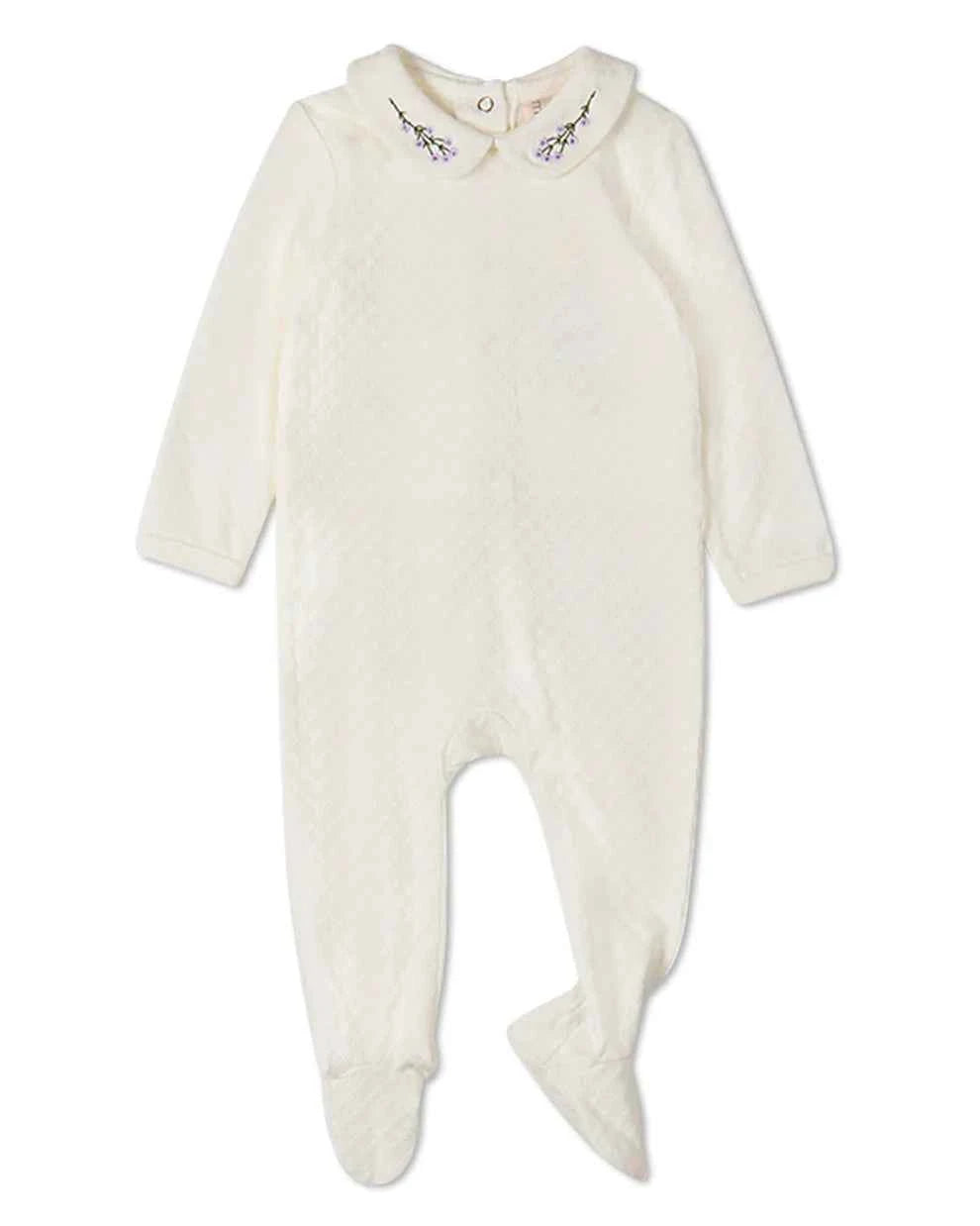 Baby Girls "Lilacs Are The Sweetest Bloom" Embroidered Footie