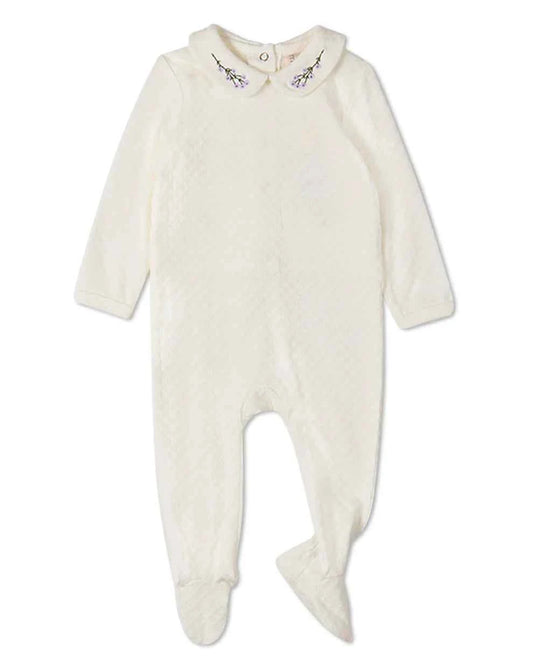 Baby Girls "Lilacs Are The Sweetest Bloom" Embroidered Footie