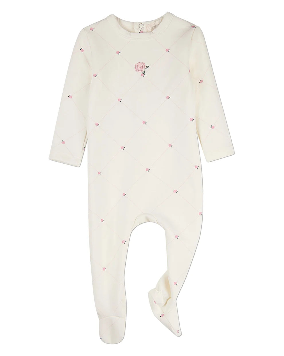Baby Girls "Rosettes and Stitching" Cotton/Rayon-Blend Footie