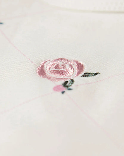 Baby Girls "Rosettes and Stitching" Cotton/Rayon-Blend Footie