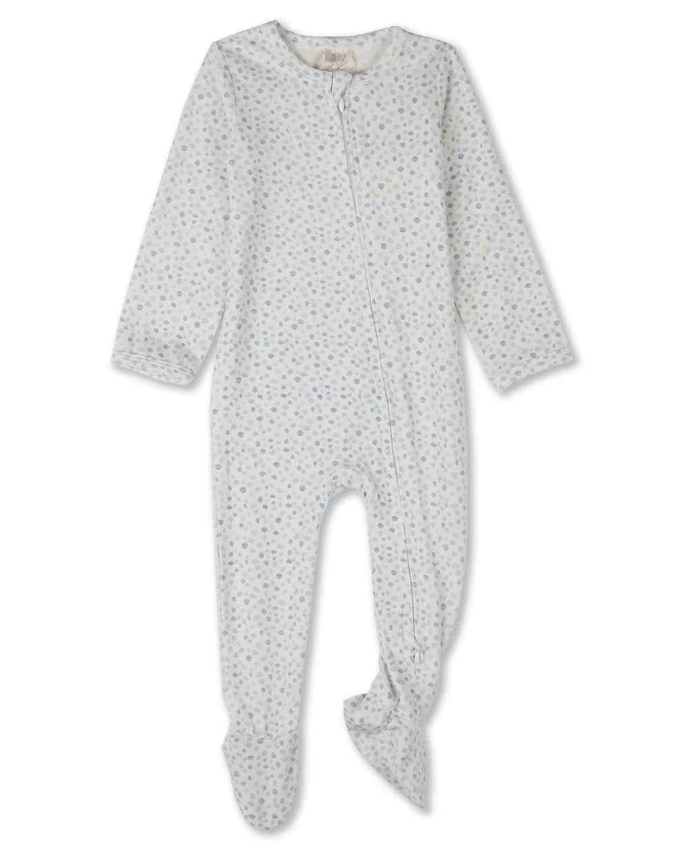 Baby "Abstract Spots" Rayon-Blend Front-Zip Long-Sleeve Footie