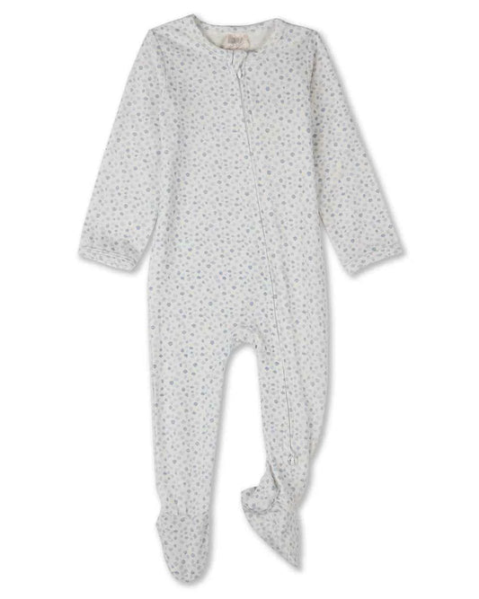 Baby "Abstract Spots" Rayon-Blend Front-Zip Long-Sleeve Footie