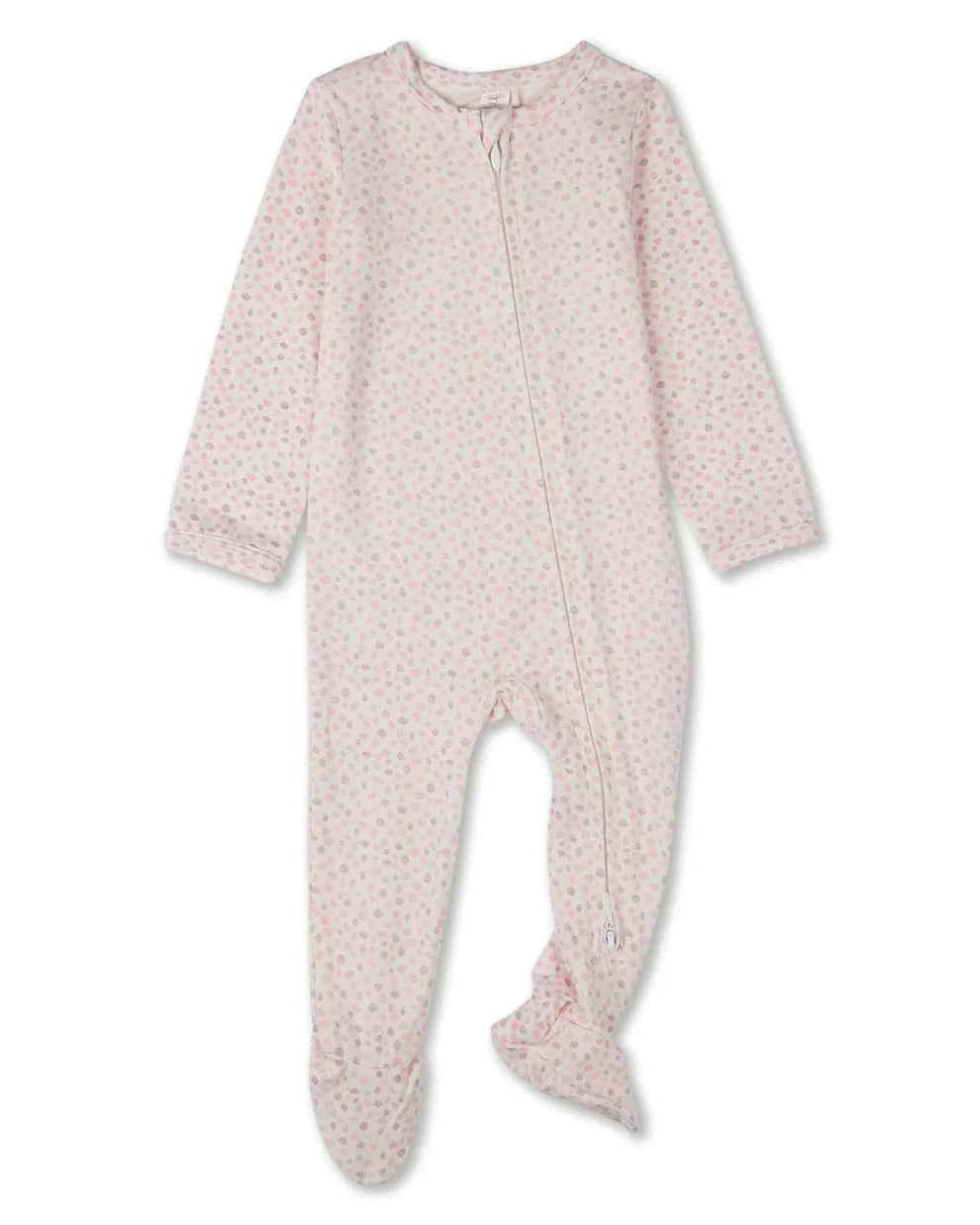 Baby "Abstract Spots" Rayon-Blend Front-Zip Long-Sleeve Footie
