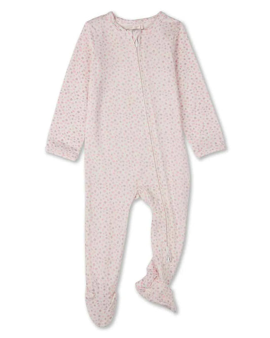Baby "Abstract Spots" Rayon-Blend Front-Zip Long-Sleeve Footie