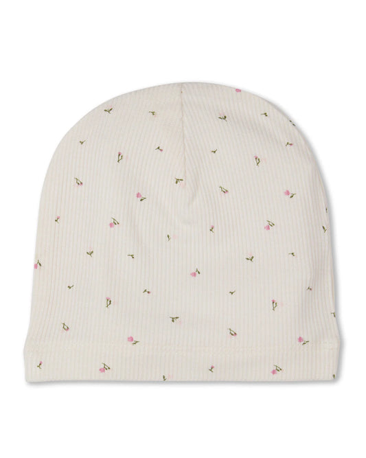 Baby "Sprigs Have Sprung" Mini-Ribbed Rayon-Blend Beanie