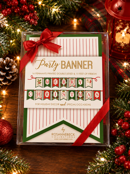 Pancarta de fiesta - Feliz Navidad - Rojo y verde
