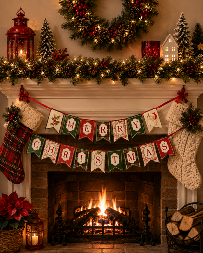 Pancarta de fiesta - Feliz Navidad - Rojo y verde