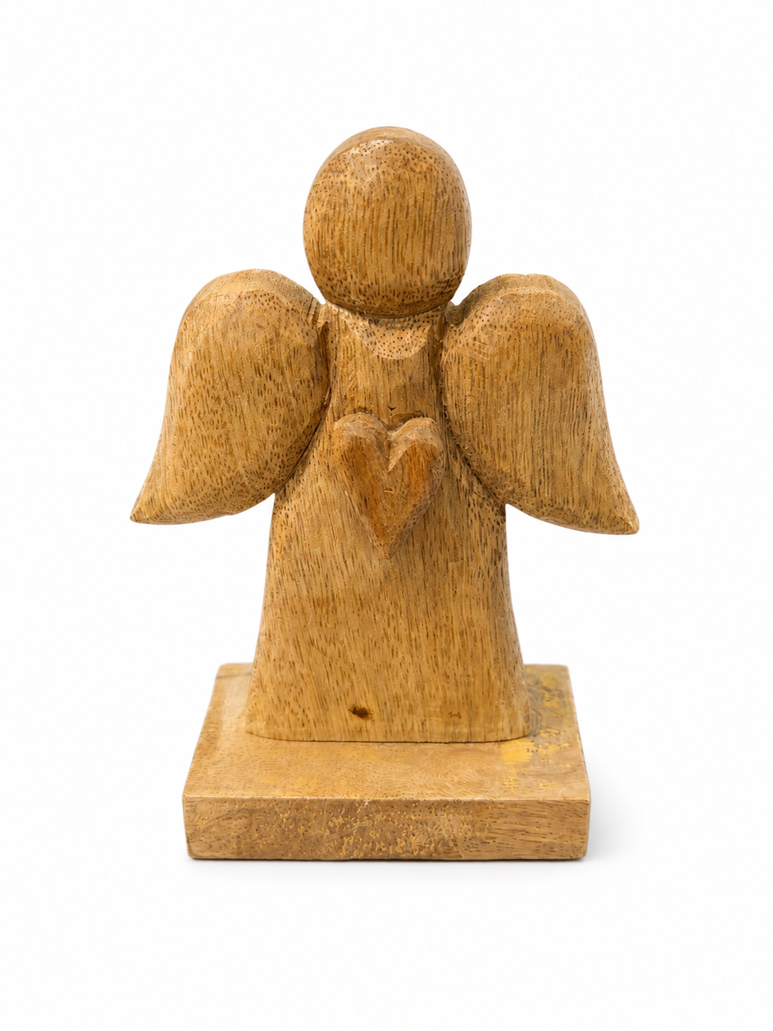 Ángel de madera de mango con corazón
