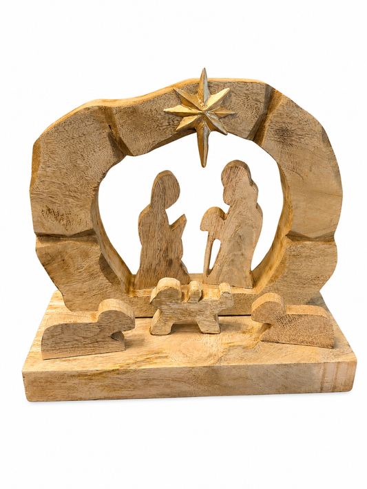 Carved Wood Nativity Scene