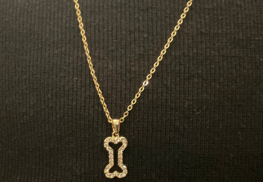 Mini Gold  Dog Bone Necklace