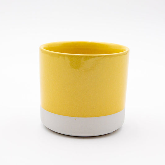 Planter Yellow & White 4"x 4"