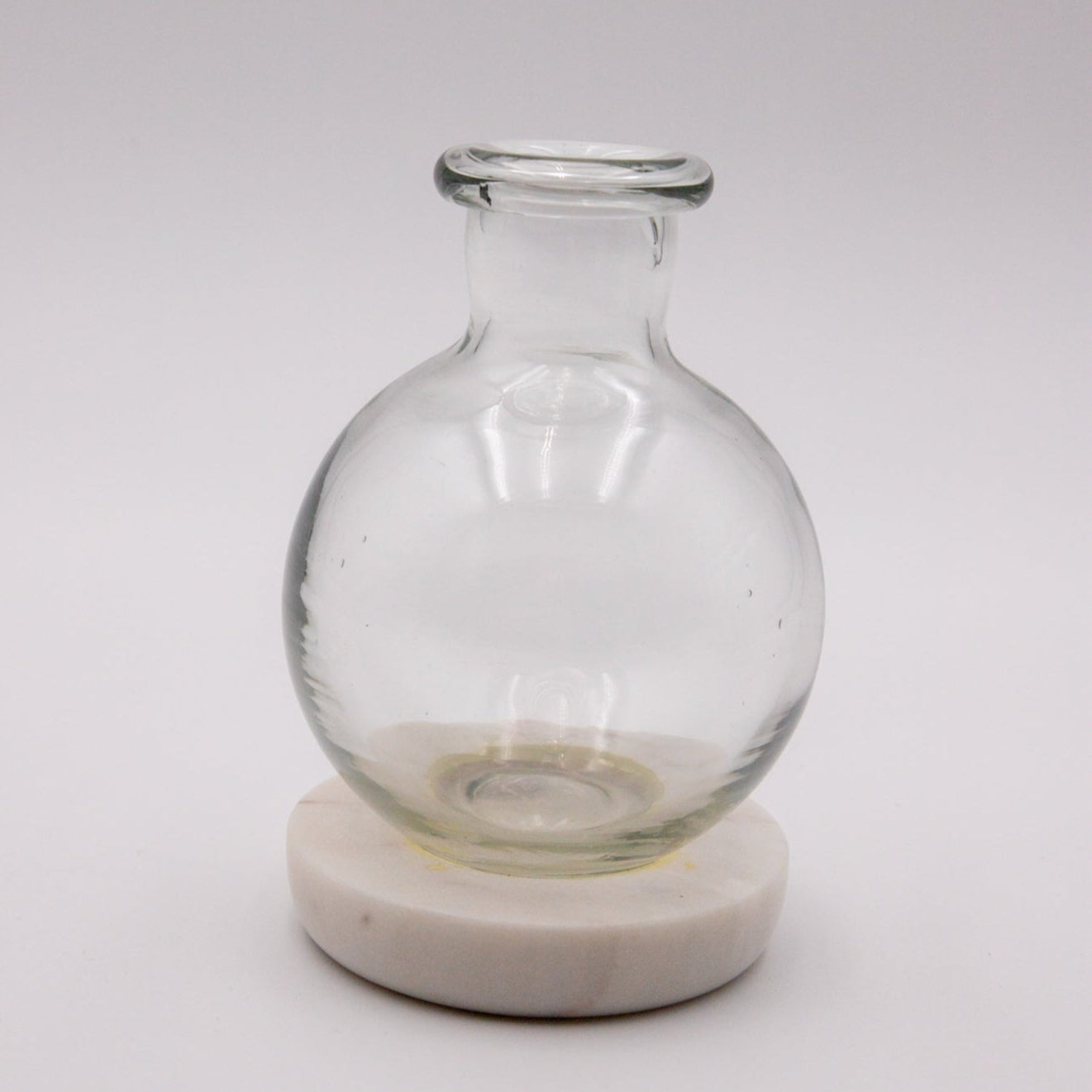 Clear Glass Vases on White Marble Base-Set of 3