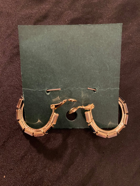 Cubic Zirconia in Gold Hoop Earrings