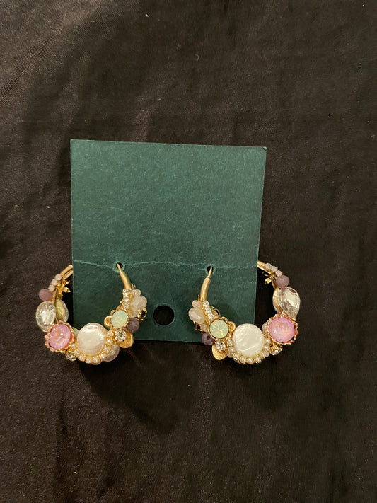 Gold Rhinestone and Jewel Earrings