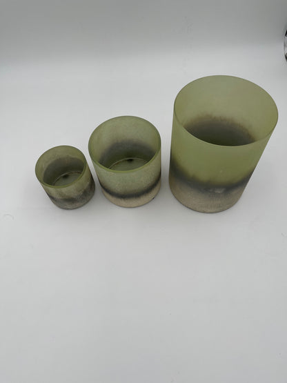 Portavelas con textura verde degradado de 3,5 pulgadas