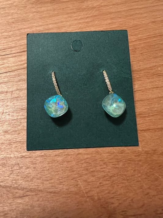 Aquamarine Swarovski Crystal Dangle Earrings