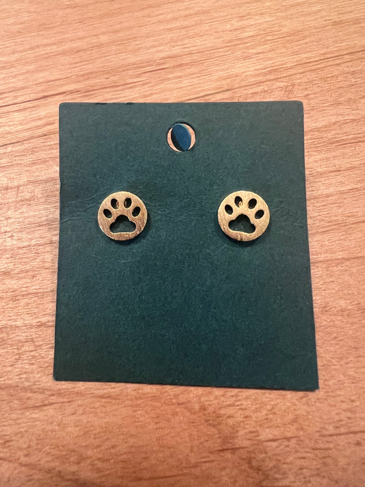 Gold Paw Print Earrings