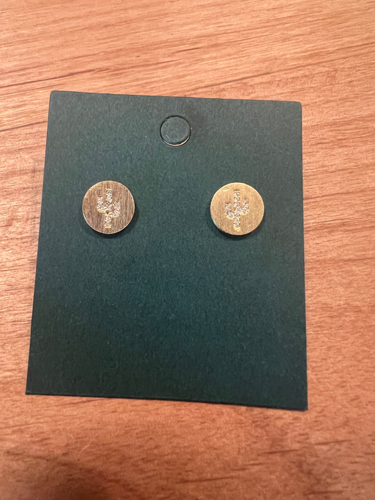 Gold Cactus Earrings