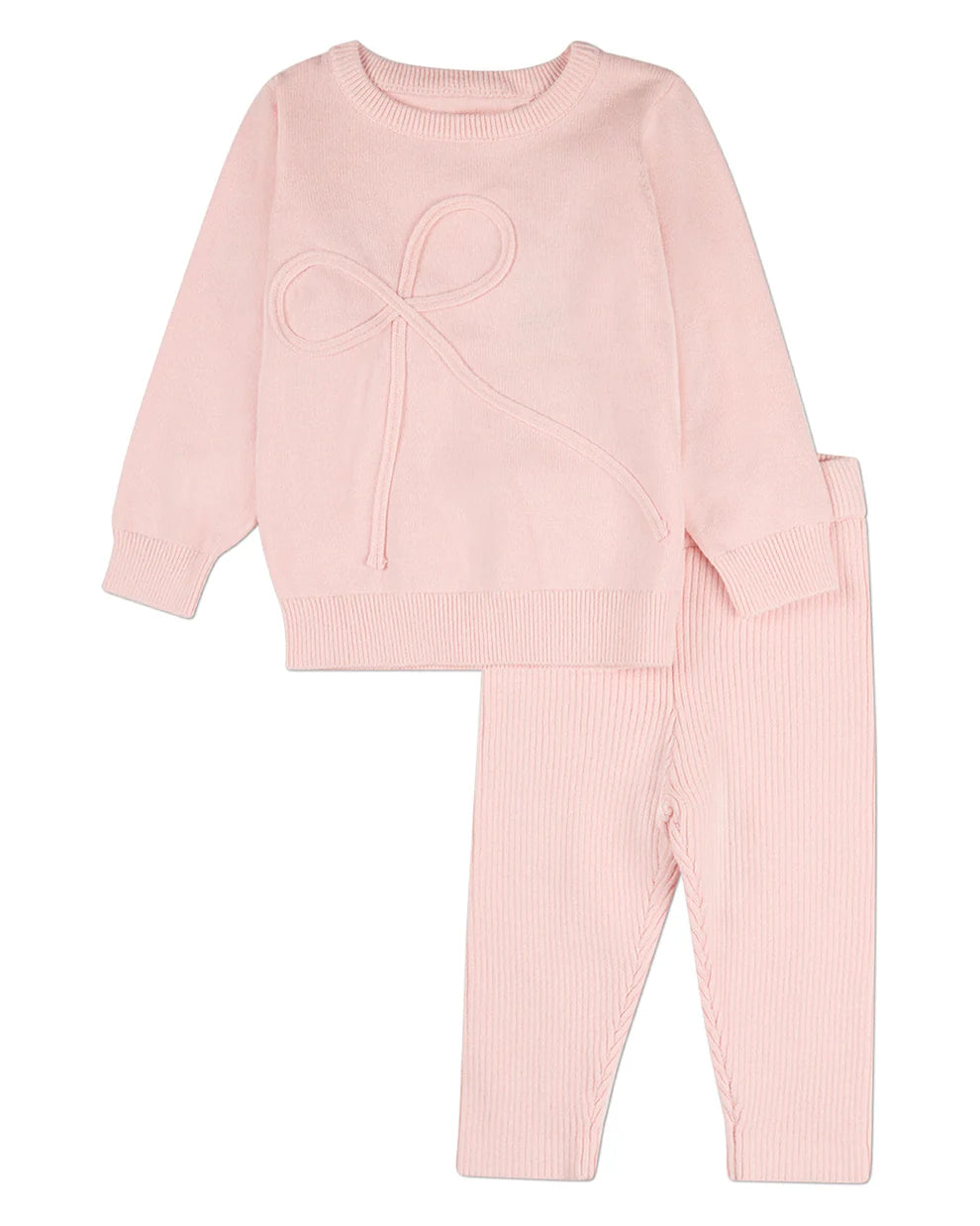 2 Piece Baby and Toddler Girls Knit Play Set with Bow Trim