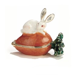 White Bunny on Carrot Trinket Box