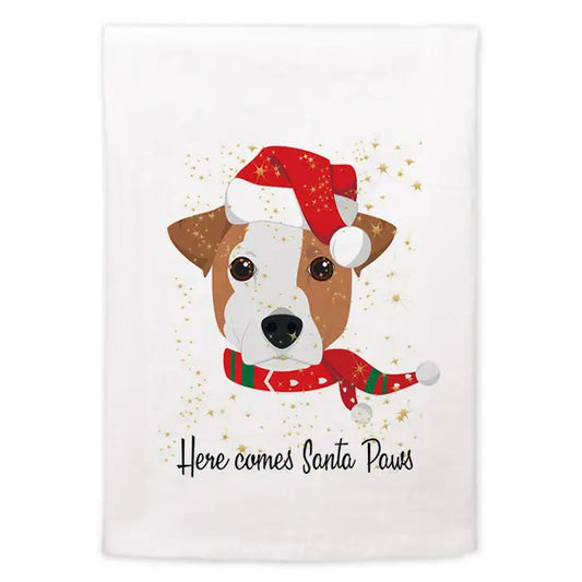 Toalla de cocina Aquí vienen las patas de Papá Noel, caninos navideños