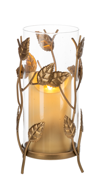 Portavelas con pedestal de hoja de oro en capas - Mediano