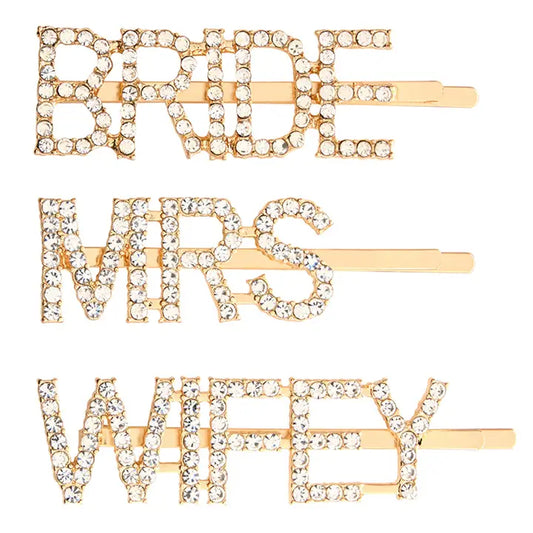 Crystal Hair Pins - Bride, Mrs, Wifey