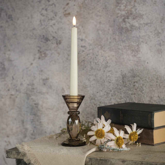 5.5" BRONZE GLASS TAPER CANDLESTICK