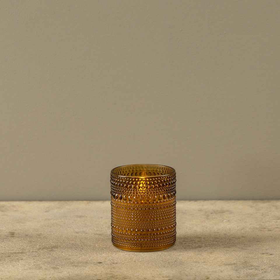 3.25" AMBER DOTTED GLASS 3D FLAME CANDLE