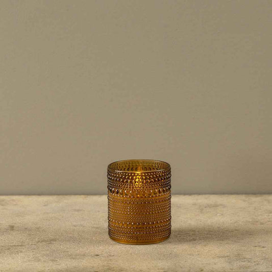 3.25" AMBER DOTTED GLASS 3D FLAME CANDLE