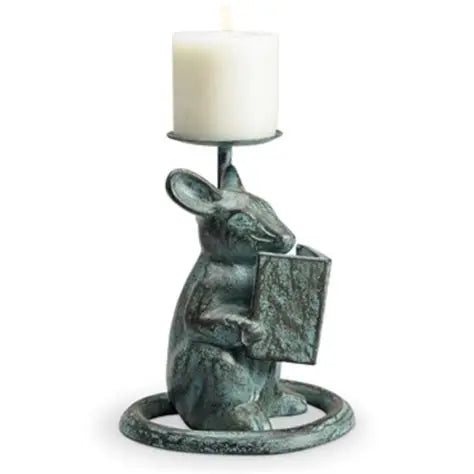 Reading Mouse Pillar Candleholder