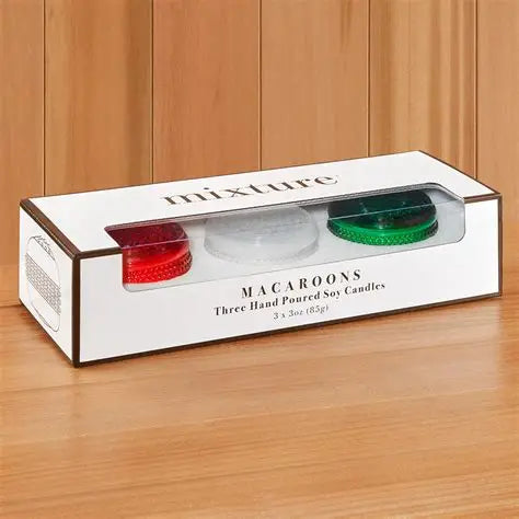 Juego de tres velas navideñas con forma de macarrón