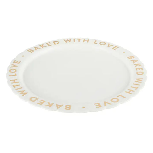 Ceramic Gold Foil Cake Plate - Baked with Love