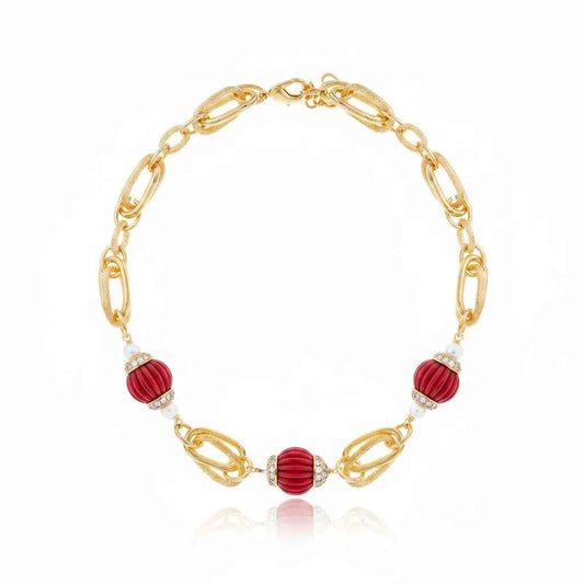 Zina Chain Necklace Red Coral