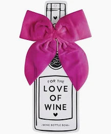 Velvet Wine Bottle Bow - Hot Pink