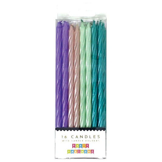 Purple/Teal Pearl Spiral 16 Candle Set