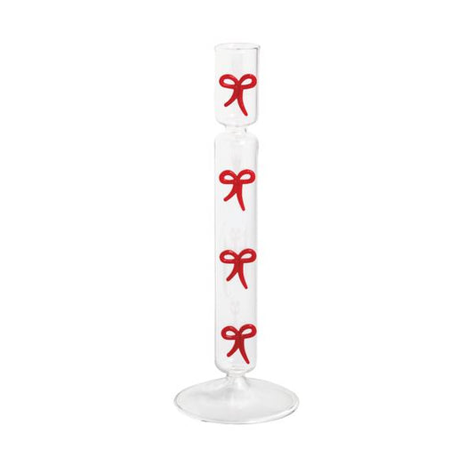 Red Bow Glass Taper Holder