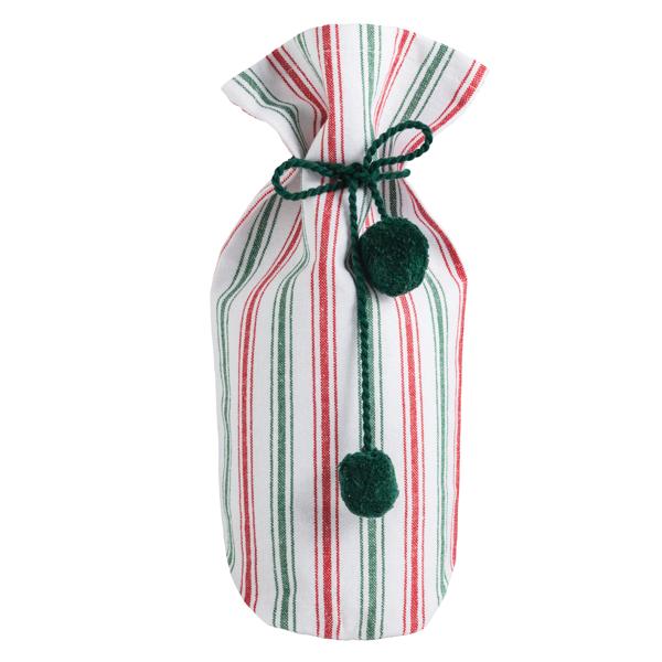 Red Green Striped Cloth Wine Bag