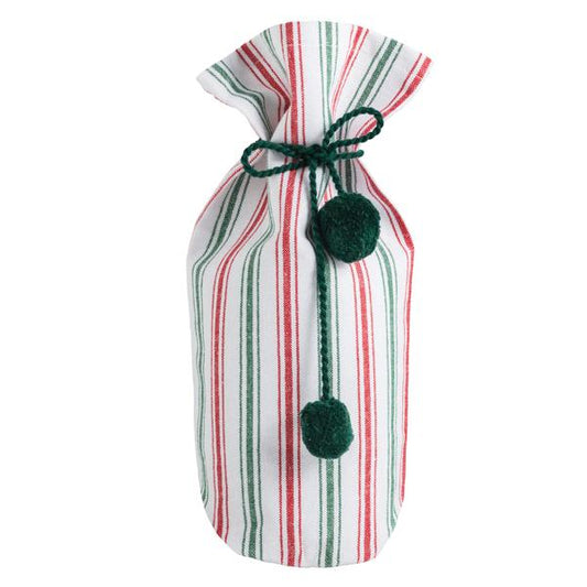 Red Green Striped Cloth Wine Bag